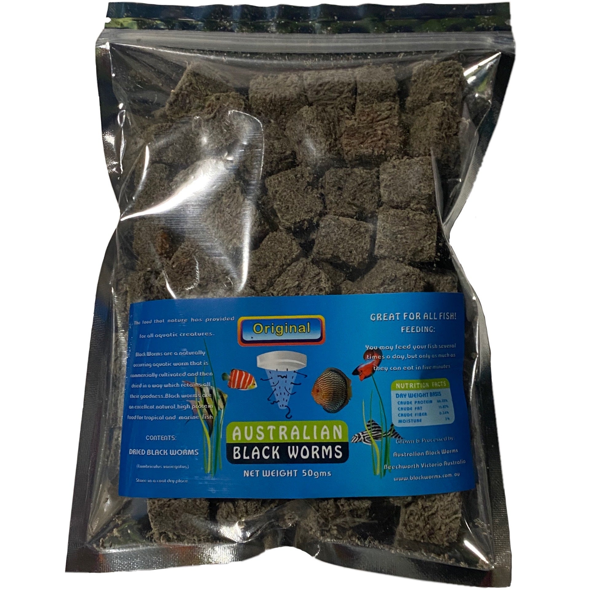 Black worm fish food clearance
